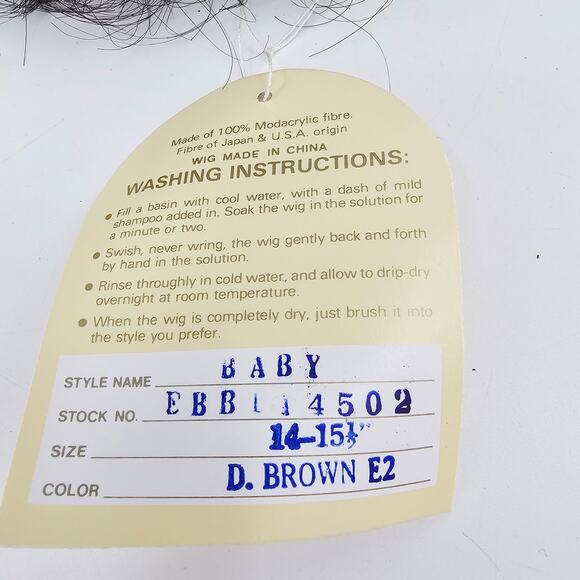 Vintage Wee 3 Baby Dark Brown E2 14-15.5” Doll Wig NEW with tags - Picture 2 of 8